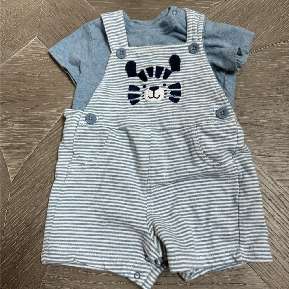 Little Me Cotton Tee and Overall Set